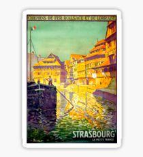 Strasbourg, city river cruise, ship, France, vintage travel poster Sticker