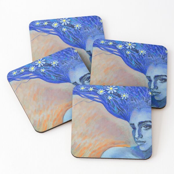 Item preview, Portrait of a Blue Woman with Flowers in Her Hair designed and sold by Teepocalypse.