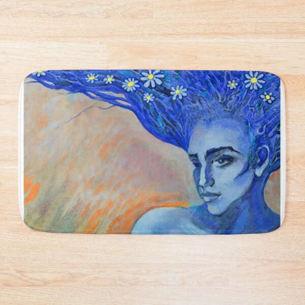Item preview, Portrait of a Blue Woman with Flowers in Her Hair designed and sold by Teepocalypse.