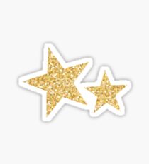 Gold Glitter Twin Stars Sticker