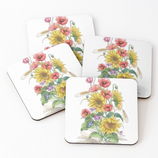 Item preview, Watercolor Open Book with Sunflowers and Poppies designed and sold by Pavnud.