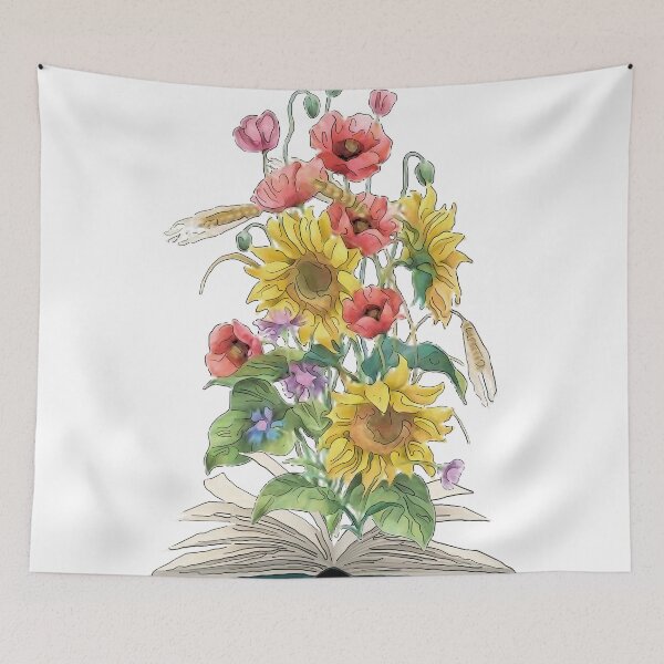 Item preview, Watercolor Open Book with Sunflowers and Poppies designed and sold by Pavnud.