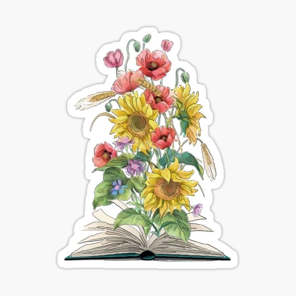 Item preview, Watercolor Open Book with Sunflowers and Poppies designed and sold by Pavnud.
