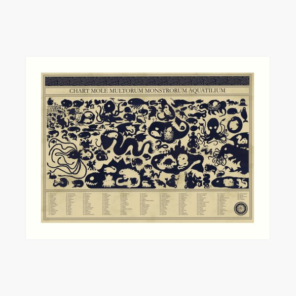 Size Chart of Sea Monsters Art Print