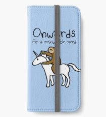 Weiter! Mit einer angemessenen Geschwindigkeit (Faultier Einhorn) iPhone Flip-Case/Hülle/Klebefolie