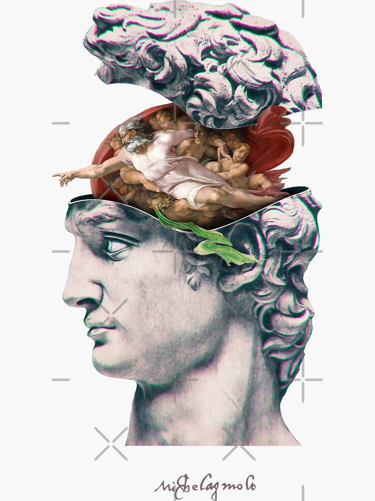 "David Statue Brains" Sticker for Sale by ArtOfSilentium Redbubble