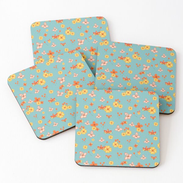 Item preview, Fun bright flowers on a beautiful aqua background. (1039) designed and sold by lcsmithdesigns.