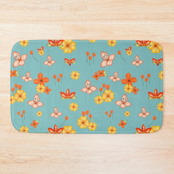 Item preview, Fun bright flowers on a beautiful aqua background. (1039) designed and sold by lcsmithdesigns.