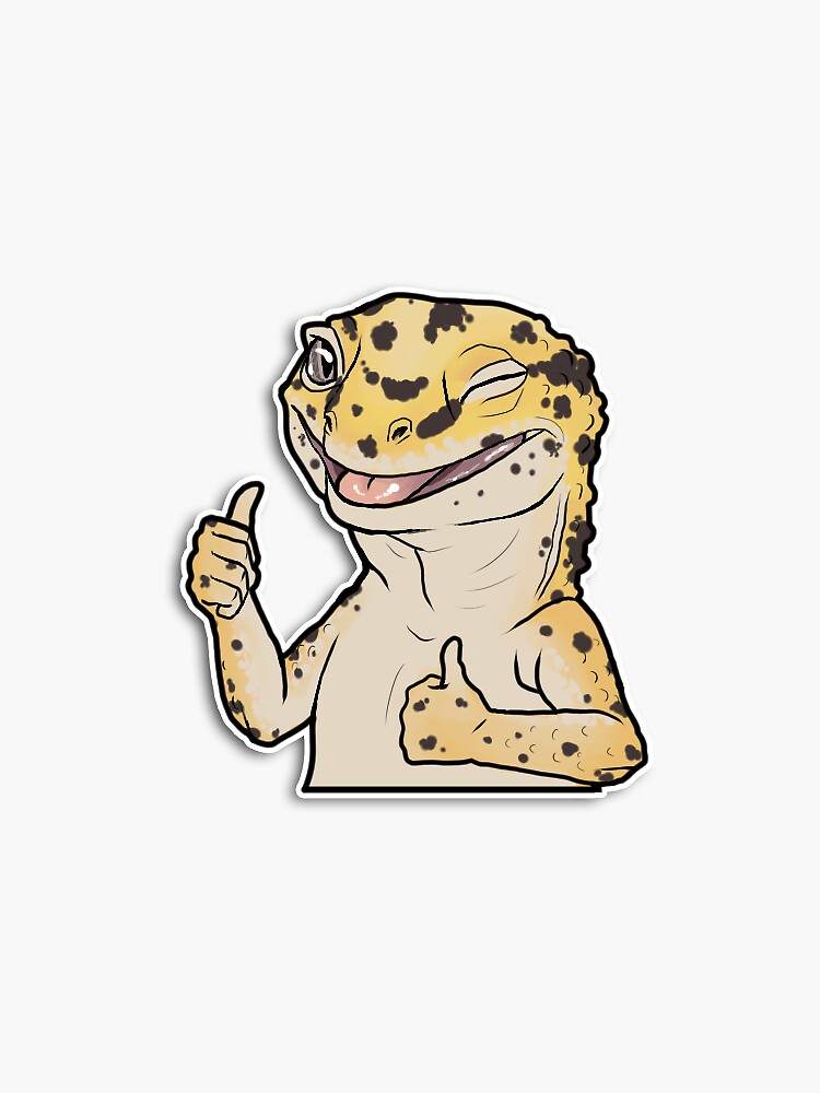 Thumbnail 3 of 3, Sticker, Leopard Gecko Thumbs-Up designed and sold by Taterbunny.