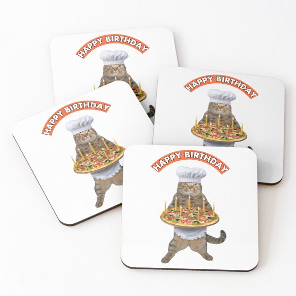 Item preview, Happy birthday, funny pizza cat birthday, cat chef birthday, Willow Days designed and sold by avit1.