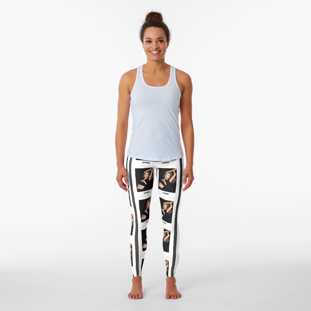 Angele Van Laeken Maillot De Bain Legging « Angèle Van Laeken - Portrait chanteuse cheveux au vent couleur »,  par Gentile570674 | Redbubble