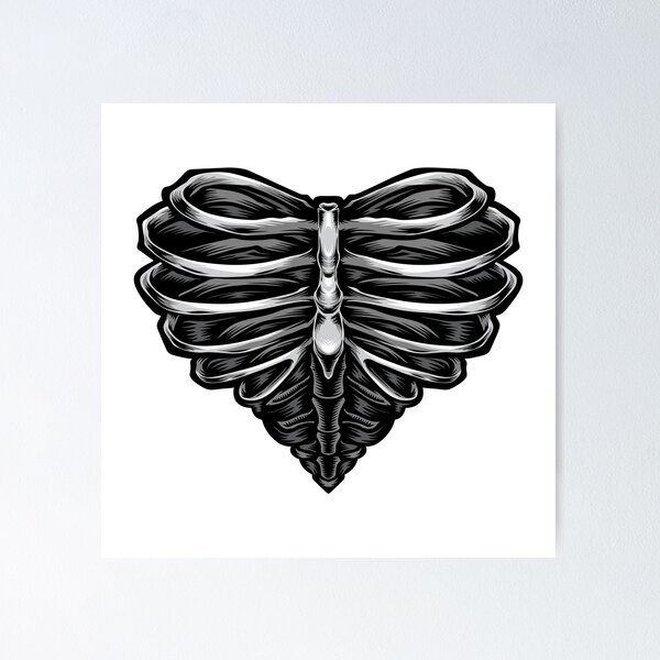Skeleton Heart - Heart Shaped Skeleton Illustration Poster for Sale by  designsbycollin