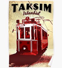 Taksim, Istanbul, Tramway, Turkey, public transport, vintage travel poster Poster