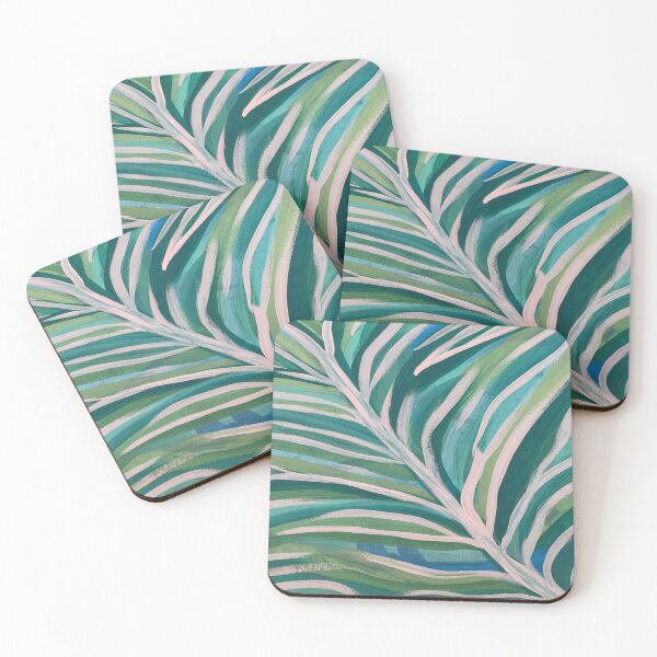 Item preview, Green and Blue Tropical Palm Leaf Summer Painting designed and sold by bipolarvirgoart.