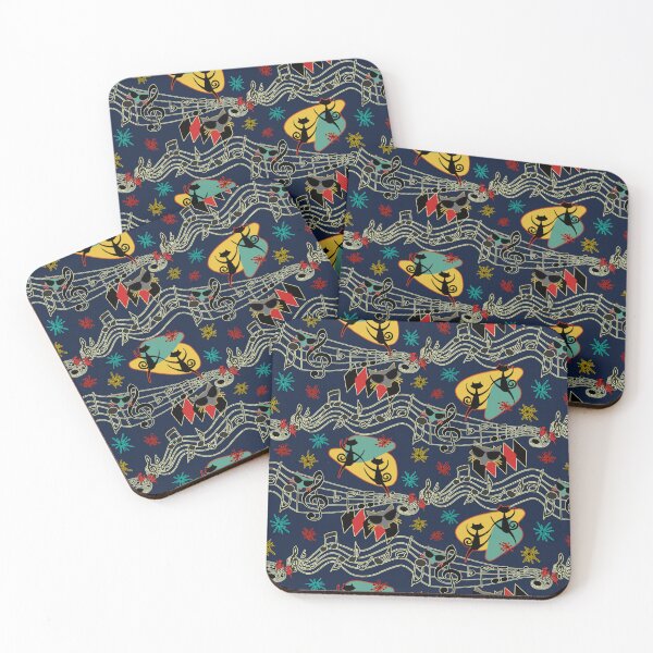 Item preview, Rockabilly Cool Cats on Navy designed and sold by bmfabricdesigns.