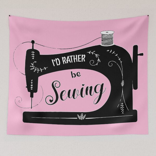 Item preview, I'd rather be sewing antique elegant kawaii pink sewing machine funny sewing fashion designer tailor seamstress gifts designed and sold by MetalicBabe.