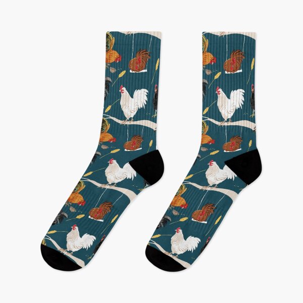Item preview, Rooster pattern in dark teal  #1 designed and sold by EskTuulispaa.