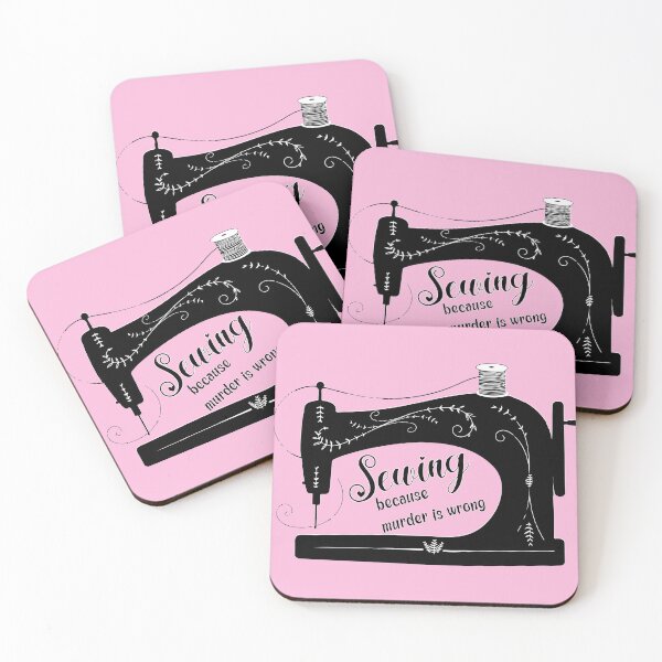 Item preview, Sewing because murder is wrong antique elegant sewing machine pink funny sewing tailor seamstress gifts designed and sold by MetalicBabe.