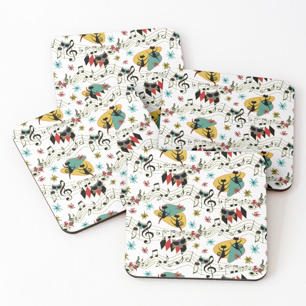 Item preview, Rockabilly Cool Cats on White designed and sold by bmfabricdesigns.
