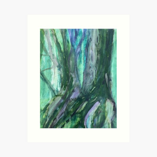 Tree Study in Greens and Purples Art Print
