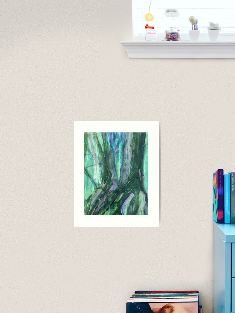 Thumbnail 2 of 3, Art Print, Tree Study in Greens and Purples designed and sold by Lizr81.