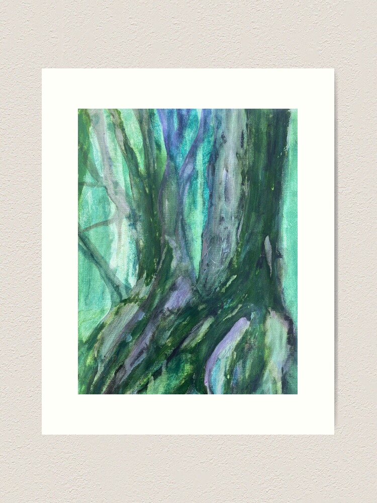 Thumbnail 1 of 3, Art Print, Tree Study in Greens and Purples designed and sold by Lizr81.