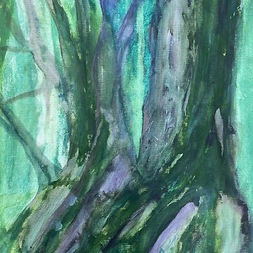 Artwork thumbnail, Tree Study in Greens and Purples by Liz Baxmeyer