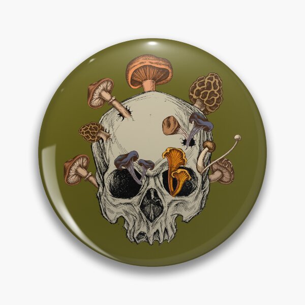 Item preview, Mushroom Skull, Retro skull with mushrooms designed and sold by JuliaPop.