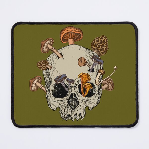 Item preview, Mushroom Skull, Retro skull with mushrooms designed and sold by JuliaPop.