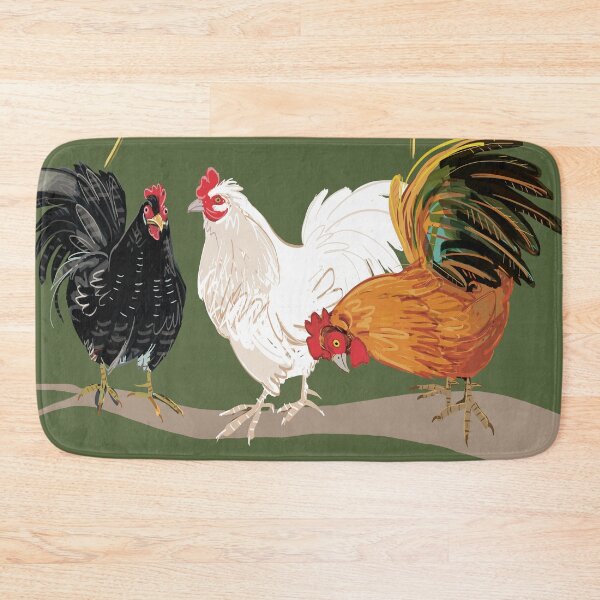 Item preview, Rooster pattern in forest green #1 designed and sold by EskTuulispaa.