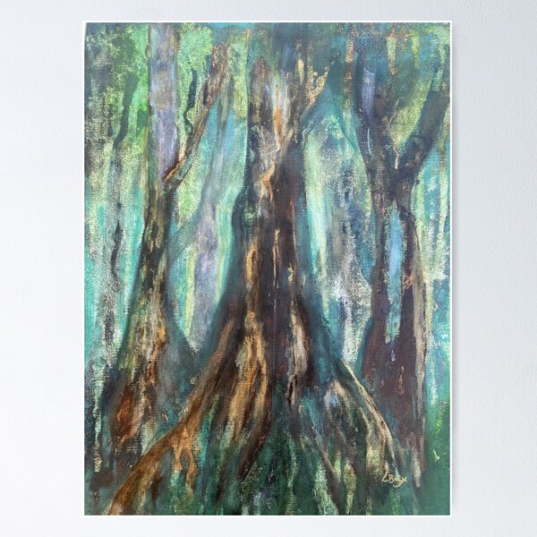 Tree Study in Browns and Greens Poster