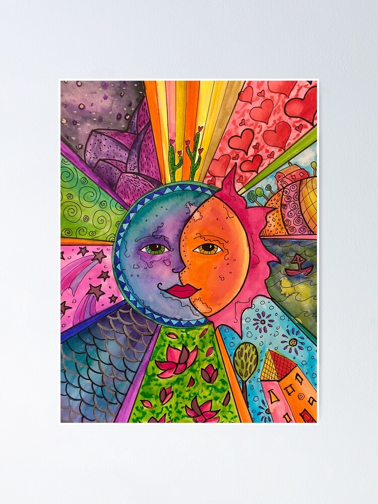 Thumbnail 1 of 3, Poster, Sun and Moon designed and sold by Lizr81.
