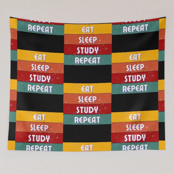Item preview, Eat Sleep Study Repeat Retro design designed and sold by TreetopStudios.