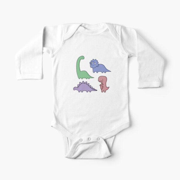 Dinosaur Illustrations Long Sleeve Baby One-Piece