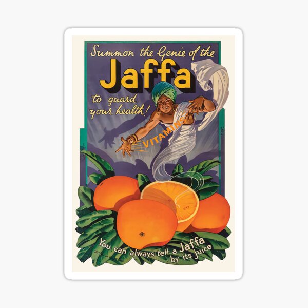 Israel, Poster. The Genie of the Jaffa. Sticker