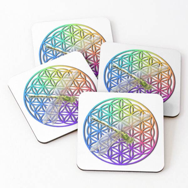 Item preview, Colorful flower of life scared geometry cute dragonfly design designed and sold by hollycooper.