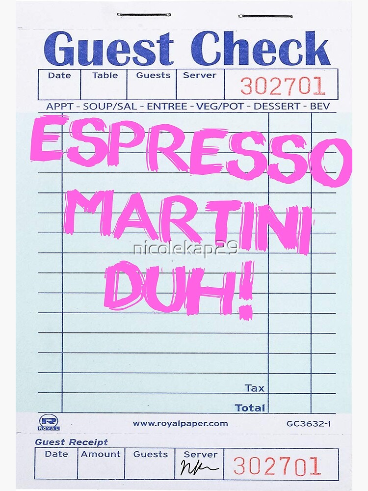 "martini in pink GUEST CHECK NIKKISBLING_" Poster for Sale by nicolekap29 Redbubble