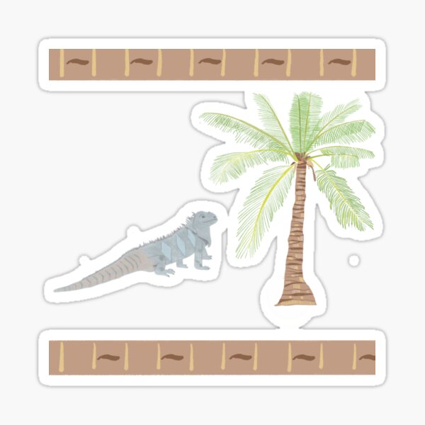 Iguana cornuda dominicana con palmera Pegatina