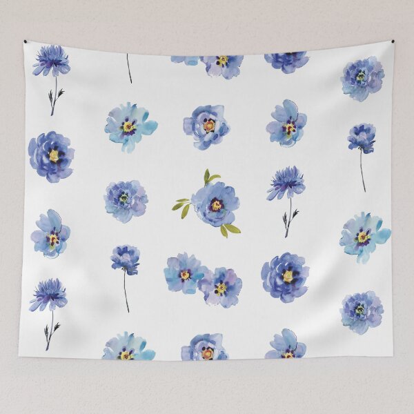 Item preview, Flores de acuarela azules designed and sold by Pavnud.
