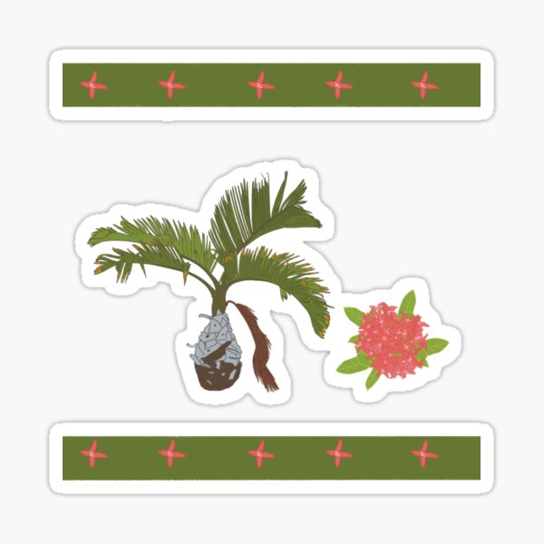 Palmera enana y flor dominicanas Pegatina