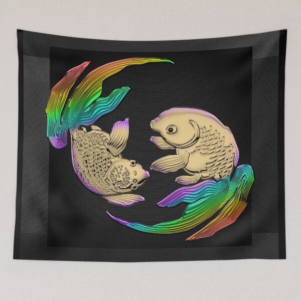 Item preview, Golden Japanese Koi Goldfish over Black Canvas designed and sold by Serge Averbukh Art Studio.