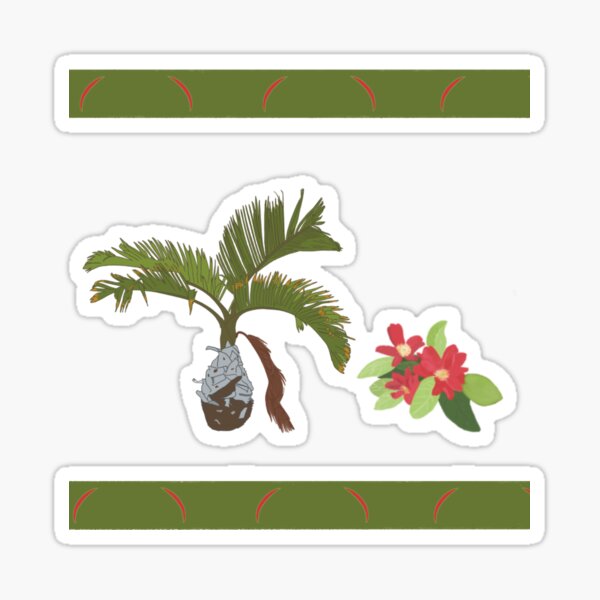 Palmera enana con florecilla dominicana Pegatina