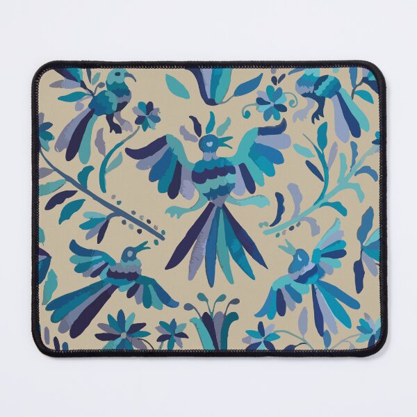 Item preview, Blue otomi tenango mexican fabric birds and flower embroidery interior design designed and sold by T-Mex.