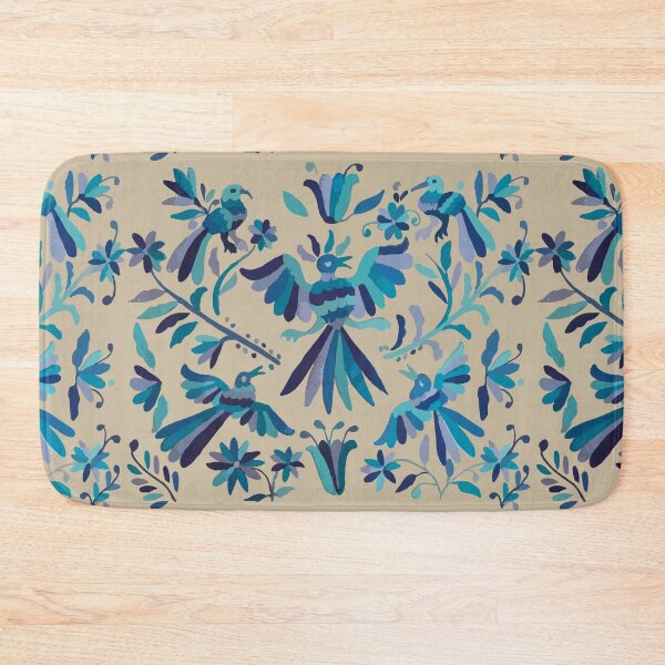 Item preview, Blue otomi tenango mexican fabric birds and flower embroidery interior design designed and sold by T-Mex.