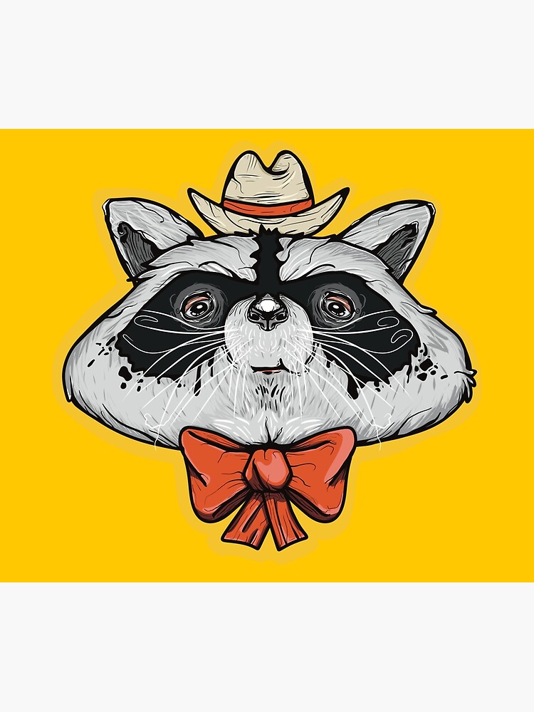 raccoon-with-cowboy-hat-and-red-ribbon-poster-for-sale-by-mary-celine