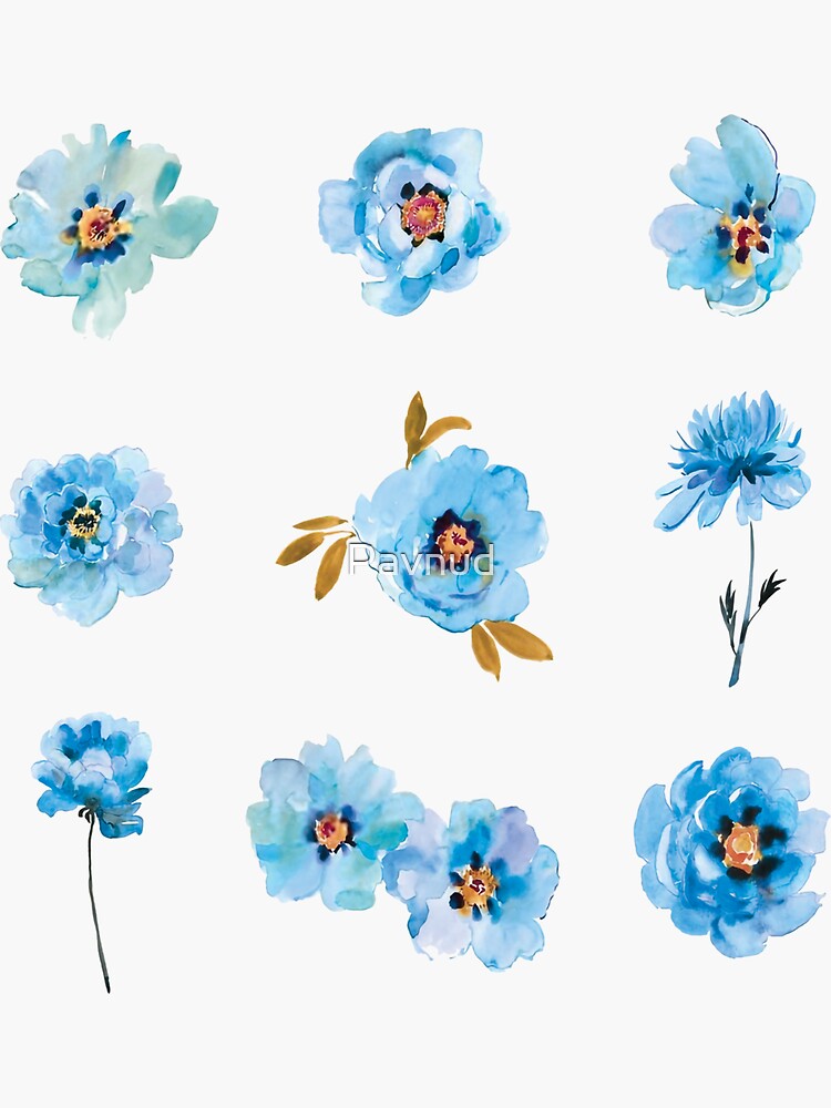 clip art de flor azul claro