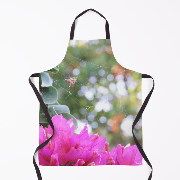 Item preview, Spider web in the garden with bright pink flowers designed and sold by JustAboutNature.