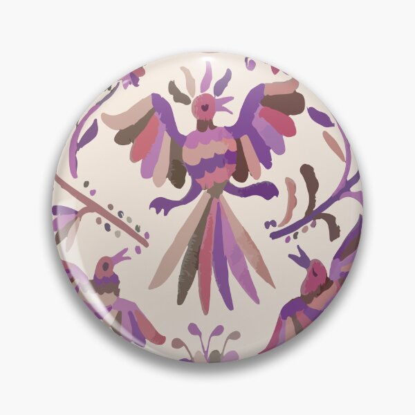 Item preview, Pink purple otomi tenango mexican fabric birds and flower embroidery interior design designed and sold by T-Mex.