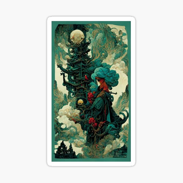 Tower of God Tarot Card Art de l'Intelligence Artificielle par Midjourney (Partie 1 de la série Scarlet Mage) Sticker