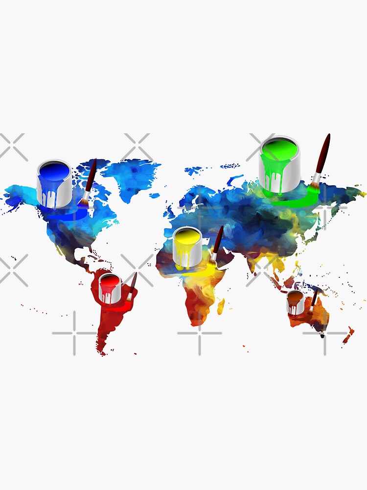 "Paint the World Colorful Paint World Map" Sticker for Sale by QuotinTs